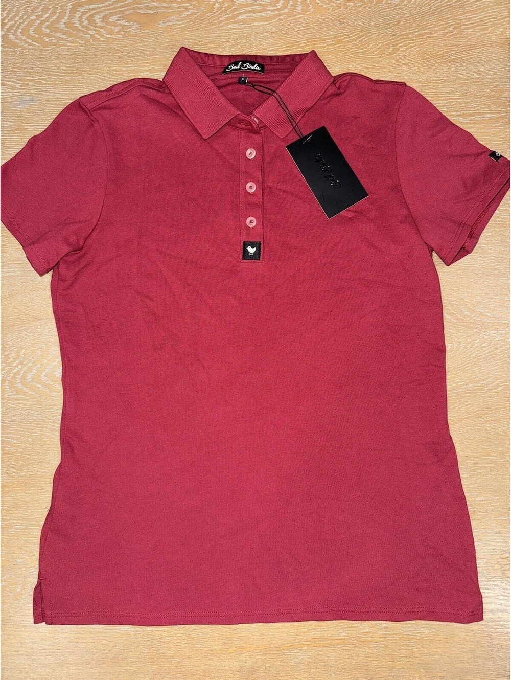 Bad Birdie Solid Pique Polo Women's Red Tibetan SIZE SMALL NWT